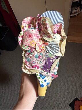 Irregular Choice Black Decorative Shoe with Fabric Flower heel design